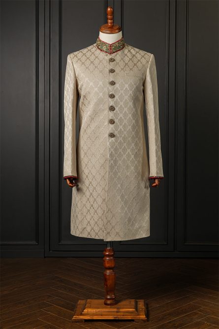 Subzo Marjan Cream Embroidered Sherwani