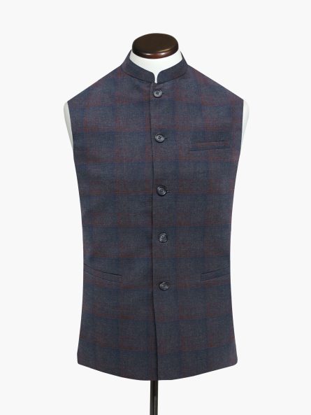 Brumano Mens Waist Coats RTW Solids Cotton Waistcoat Grey N Blue Casual Collection